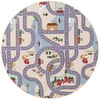 KINDER SPIEL STRASSENTEPPICH FUN TOWN RUND - Beige, Textil (100/100cm) - Snapstyle