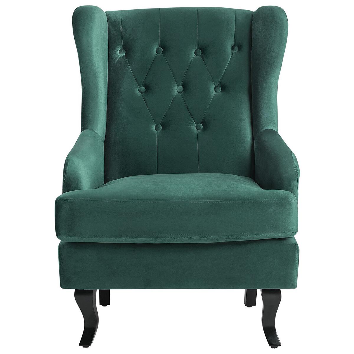 SESSEL Samtstoff dunkelgrün Alta - Schwarz/Grün, Textil (72/102/85cm) - Beliani
