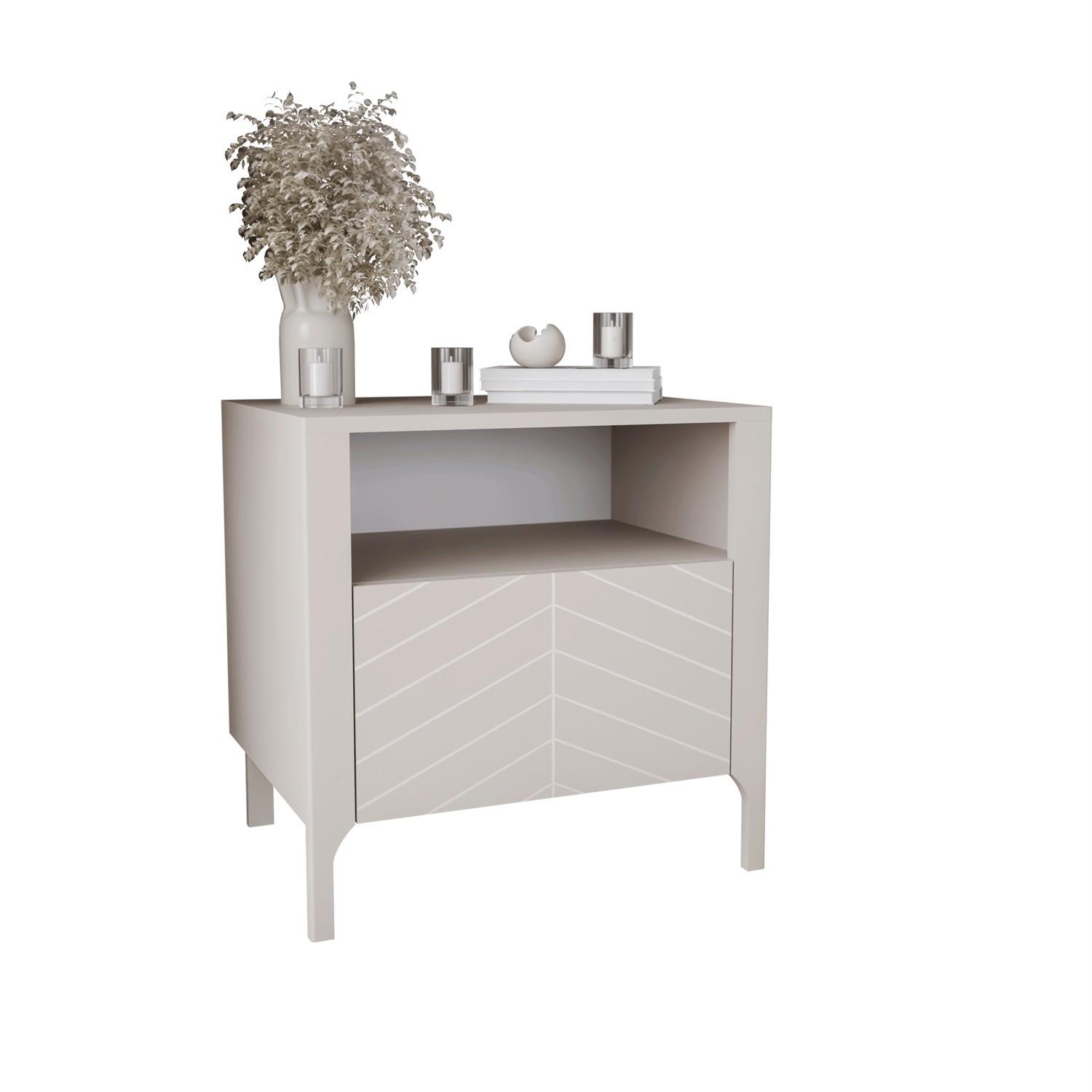 NACHTTISCH LUMI, Kaschmir - Kaschmir, Holzwerkstoff (54/57/41cm) - Lookway