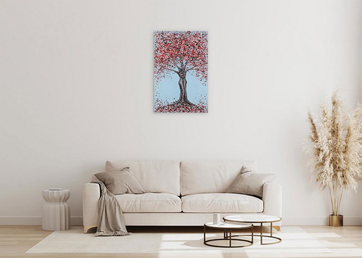 ACRYLBILD HANDGEMALT 60/90 cm - Blau/Pink, Holz/Textil (60/90cm) - KUNSTLOFT
