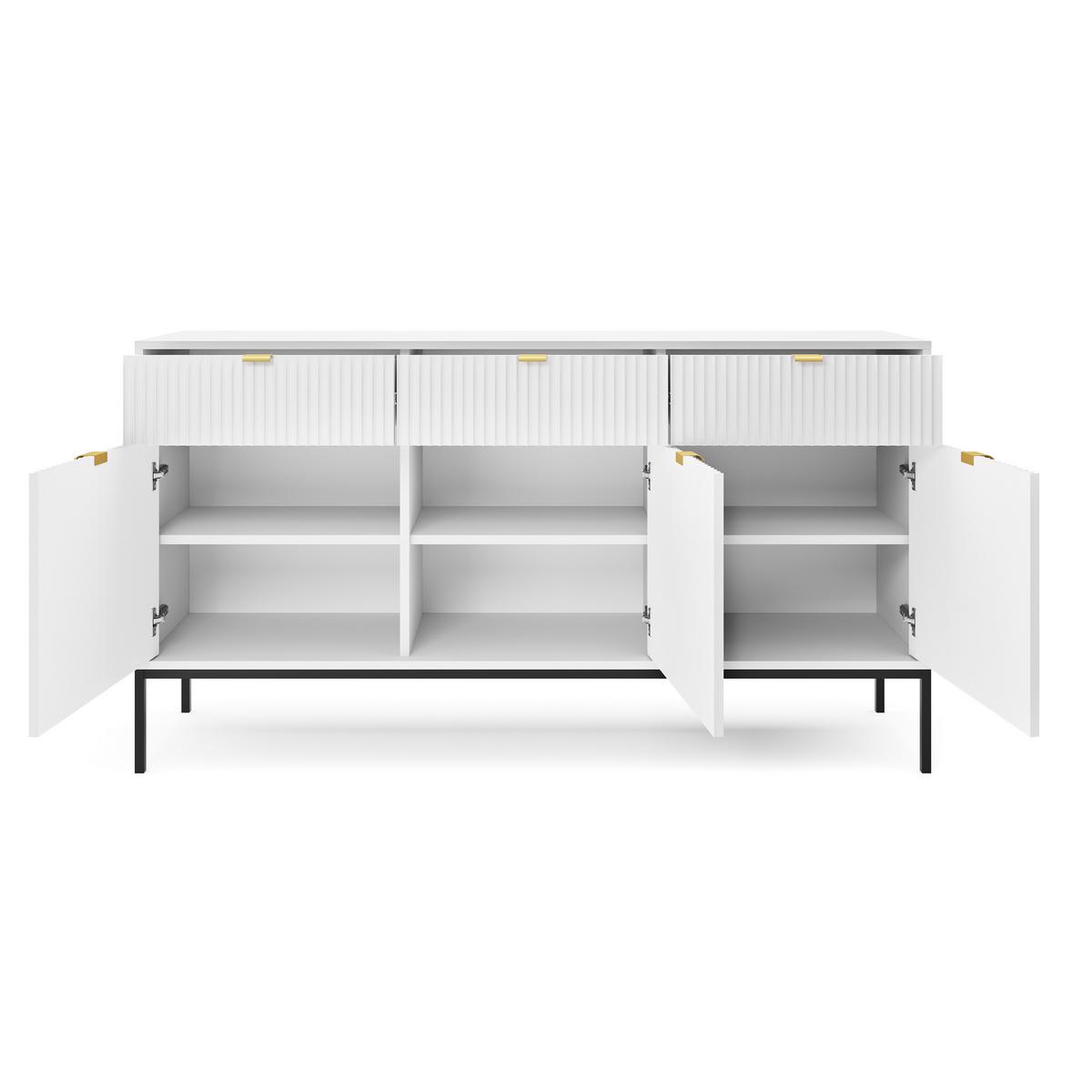 SIDEBOARD STELLARE 154/83/39 cm mit 3 Schubladen 3 Türen Weiß - Weiß, Holzwerkstoff (154/83/39cm) - MASSENO