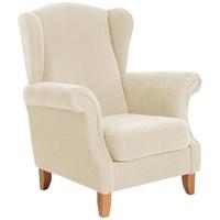 OHRENSESSEL Katria Bezug Veloursstoff Buche natur / creme - Weiß, Kunststoff (88/108/84cm) - 58aufmkessel