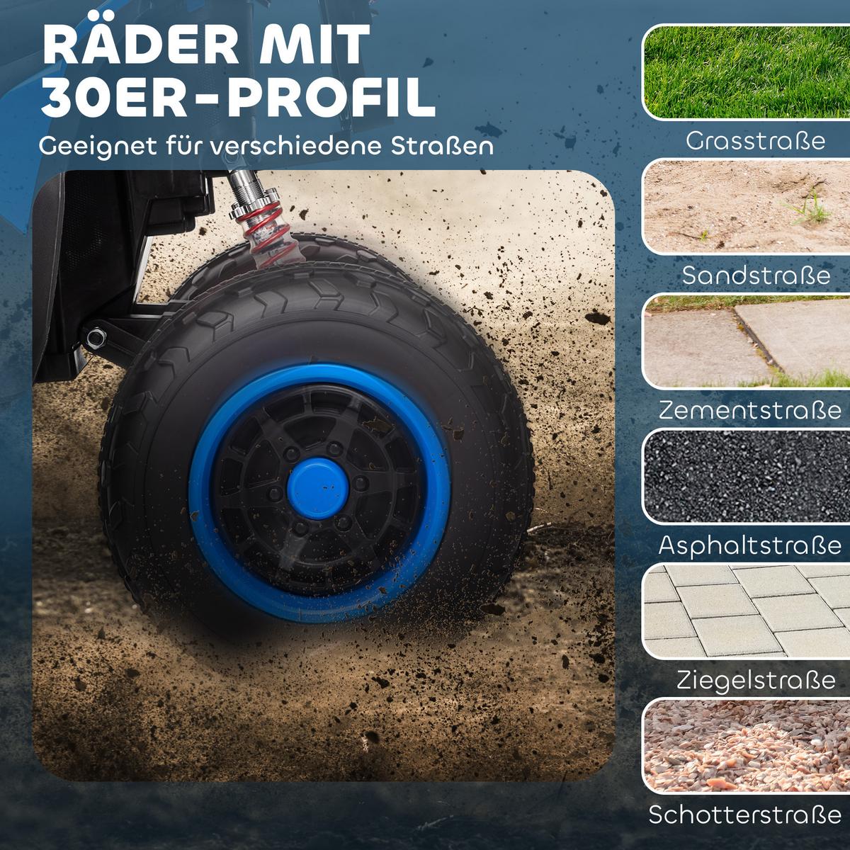 ELEKTRO Quad für Kinder 12V Elektro Kinderquad mit 2 Motor, 3-6km/h, Blau - Blau, Kunststoff (109/69/75cm) - AIYAPLAY