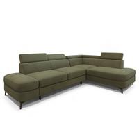 ECKSOFA AVISE MV R-S Grün Velours-Stoff mit Schlaffunktion - Grün, Holzwerkstoff/Textil (268/195cm) - MASSENO