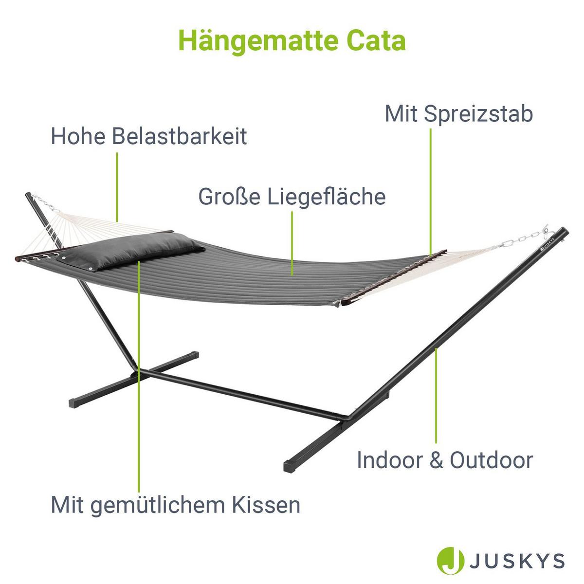 HÄNGEMATTE Cata anthrazit 360x120x115 cm inkl. Kissen - Anthrazit, Textil/Metall (140/115/360cm) - Juskys