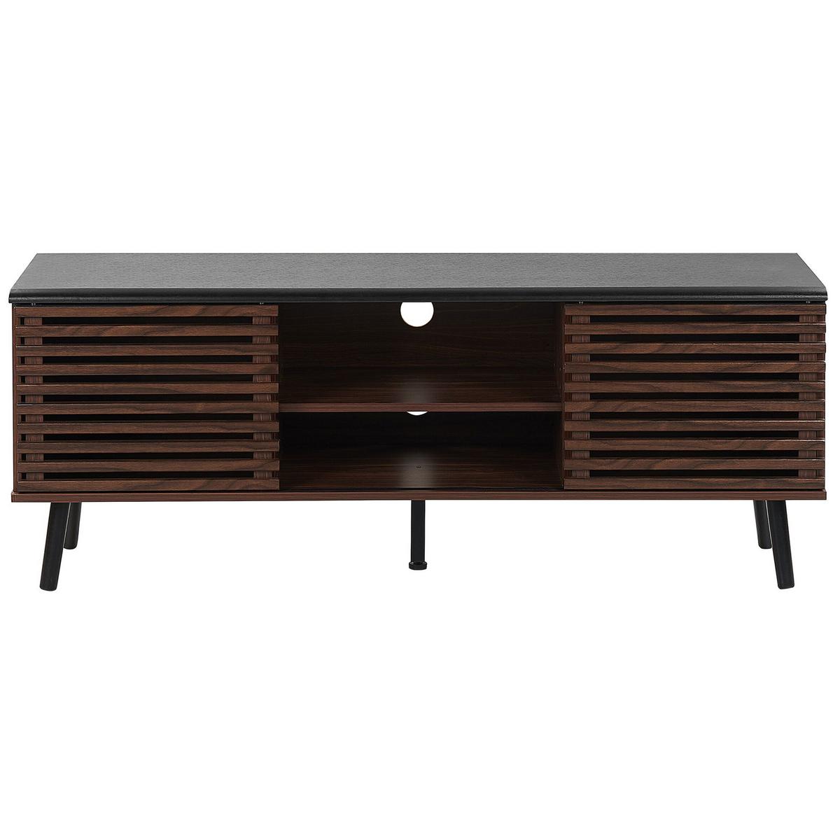 TV-MÖBEL Dunkelbraun, Schwarz PERTH 40/140/54 cm - Dunkelbraun, Holzwerkstoff (140/54/40cm) - Beliani