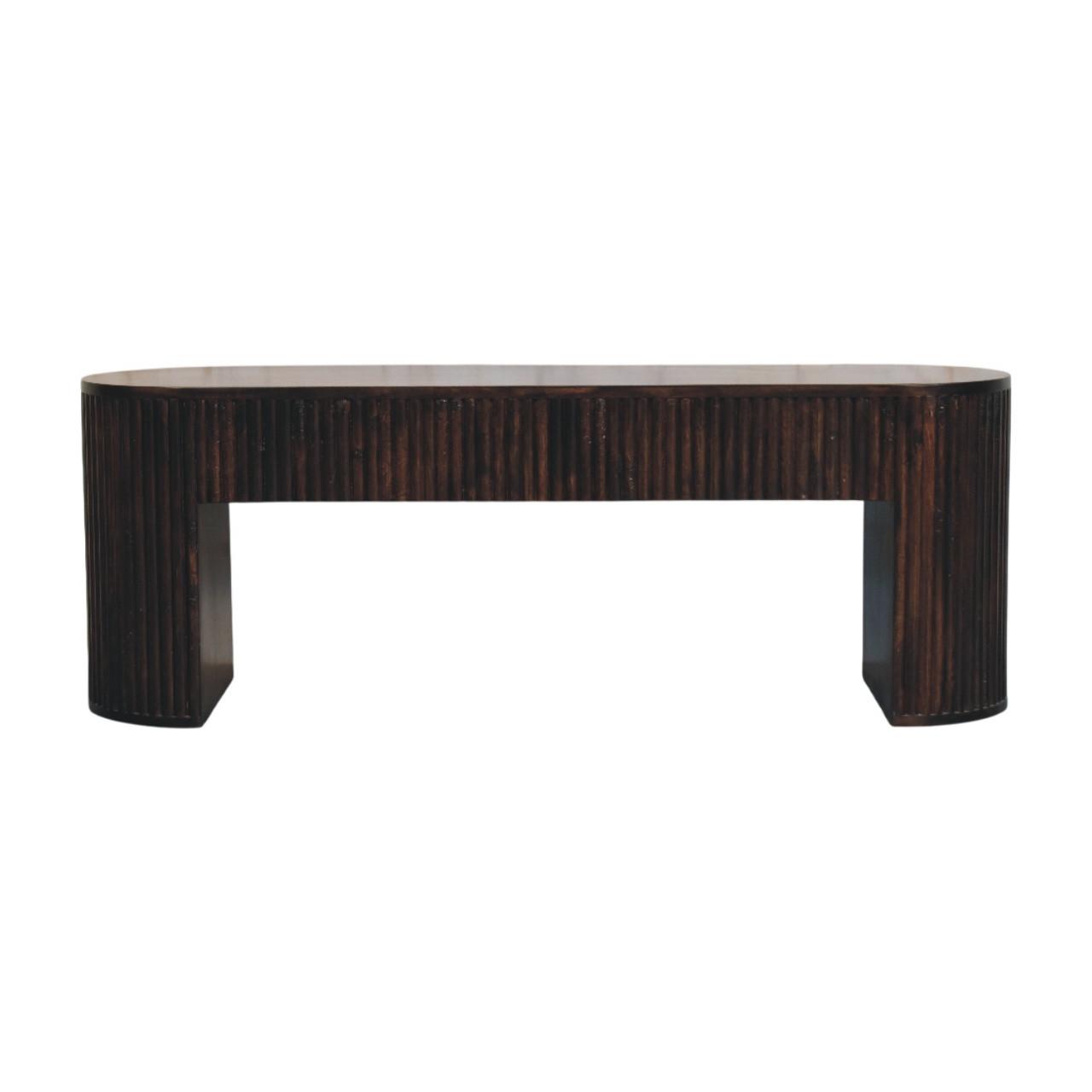 SITZBANK mit edlem Samtbezug in Mokka-Finish, dunkelbraun - Dunkelbraun, Holz (125/45/35cm) - Artisan Furniture
