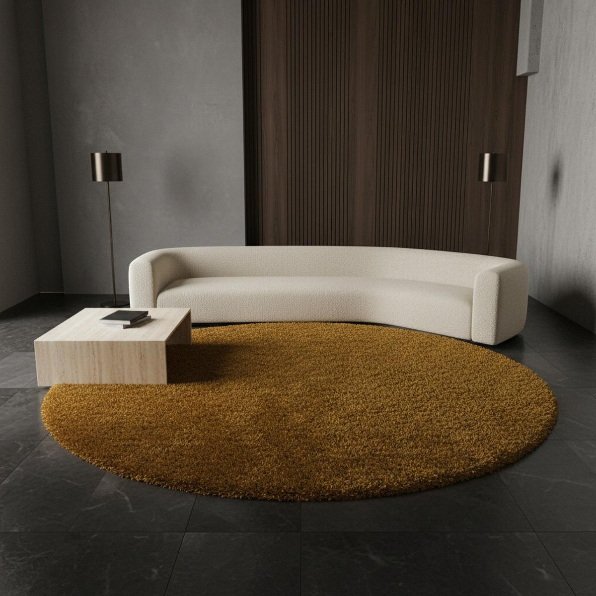 TEPPICH Hochflor SPREE in Gold, einfarbig, Ø 200 cm - Goldfarben, Textil (200/200cm) - KADIMA DESIGN