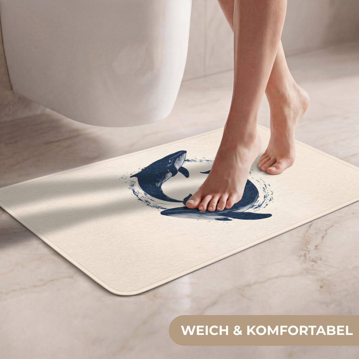WC-VORLEGER Wale - Spritzer - Kreis - Dunkelblau Toilettenvorleger 60x40 cm - Dunkelblau, Textil (60/1cm) - OnlyWow