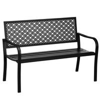 SITZBANK MIT BLUMENMUSTER, max. 240 kg, 127 x 63 x 83 cm, Stahl, Schwarz - Schwarz, Metall (63/83/127cm) - Outsunny