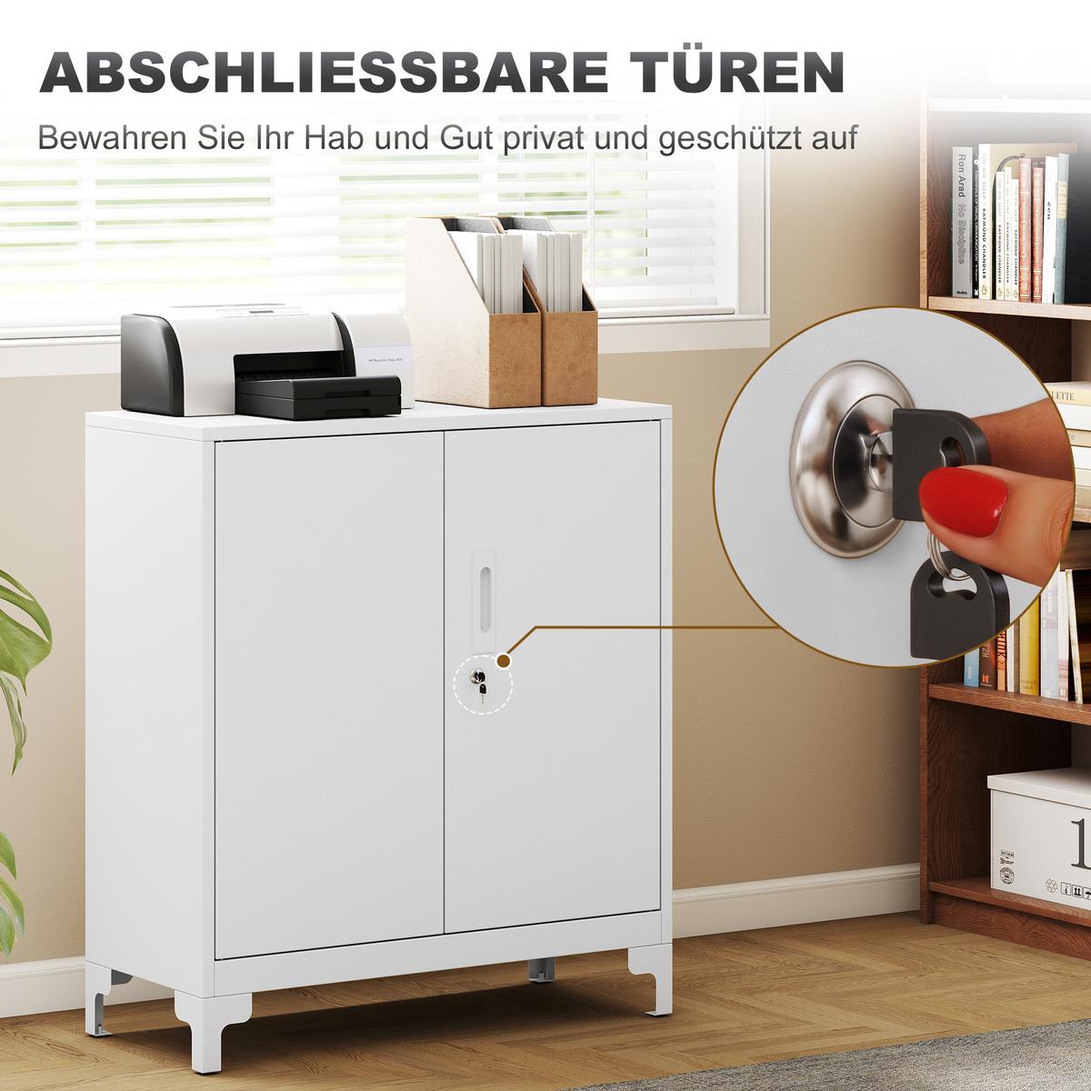 METALLSCHRANK Metall Weiß - Weiß, Metall (35/91/80cm) - HOMCOM