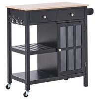 SERVIERWAGEN Schwarz Genoa - Schwarz/Braun, Holzwerkstoff (80/88/43cm) - Beliani