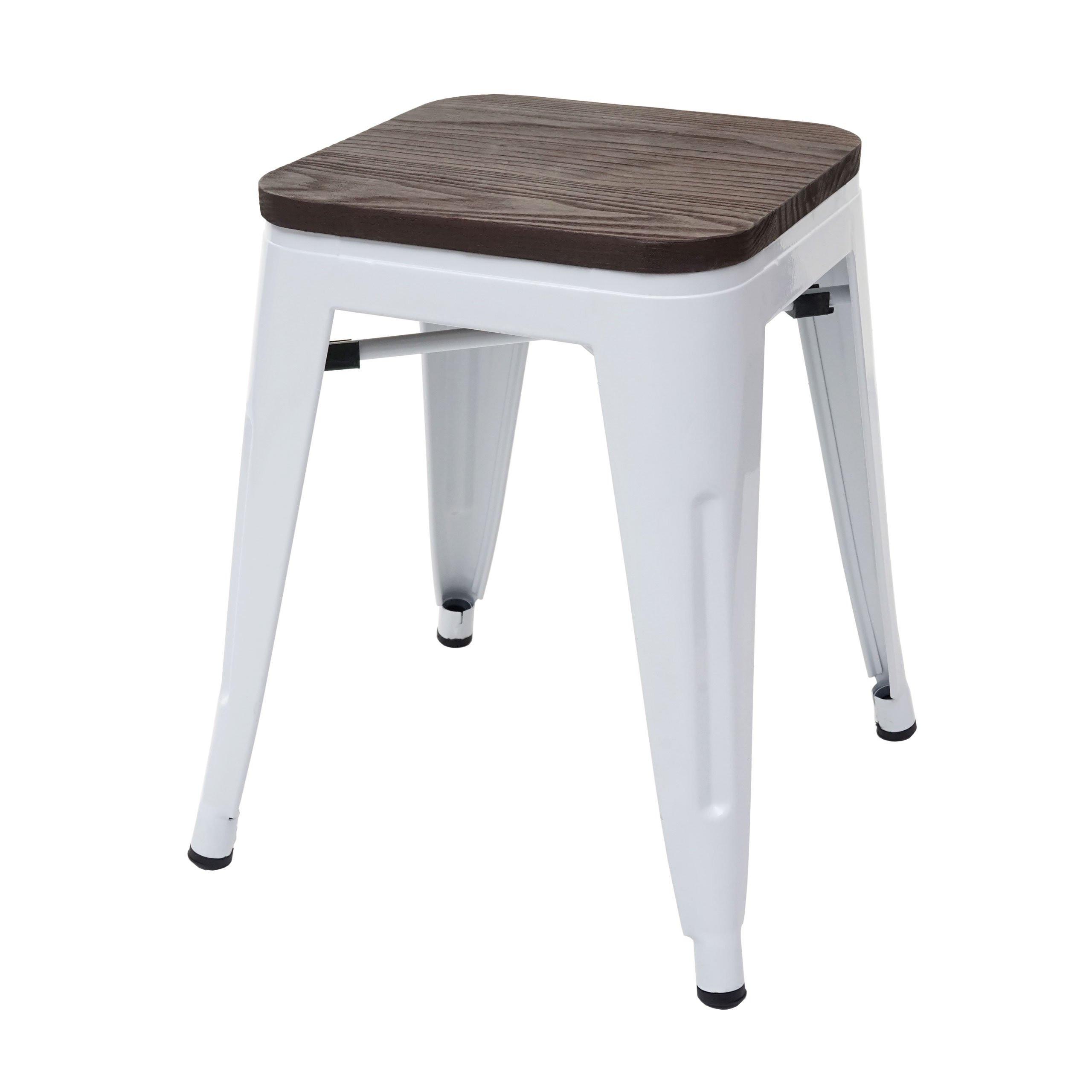 HOCKER INKL. HOLZ-SITZFLÄCHE Weiß - Weiß, Holz (39/45/39cm) - MCW