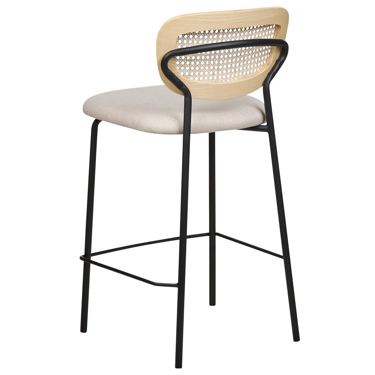 BARSTUHL 2er-Set Rattan/Metall hellbeige Mayetta - Beige/Schwarz, Textil (45/90/43cm) - Beliani