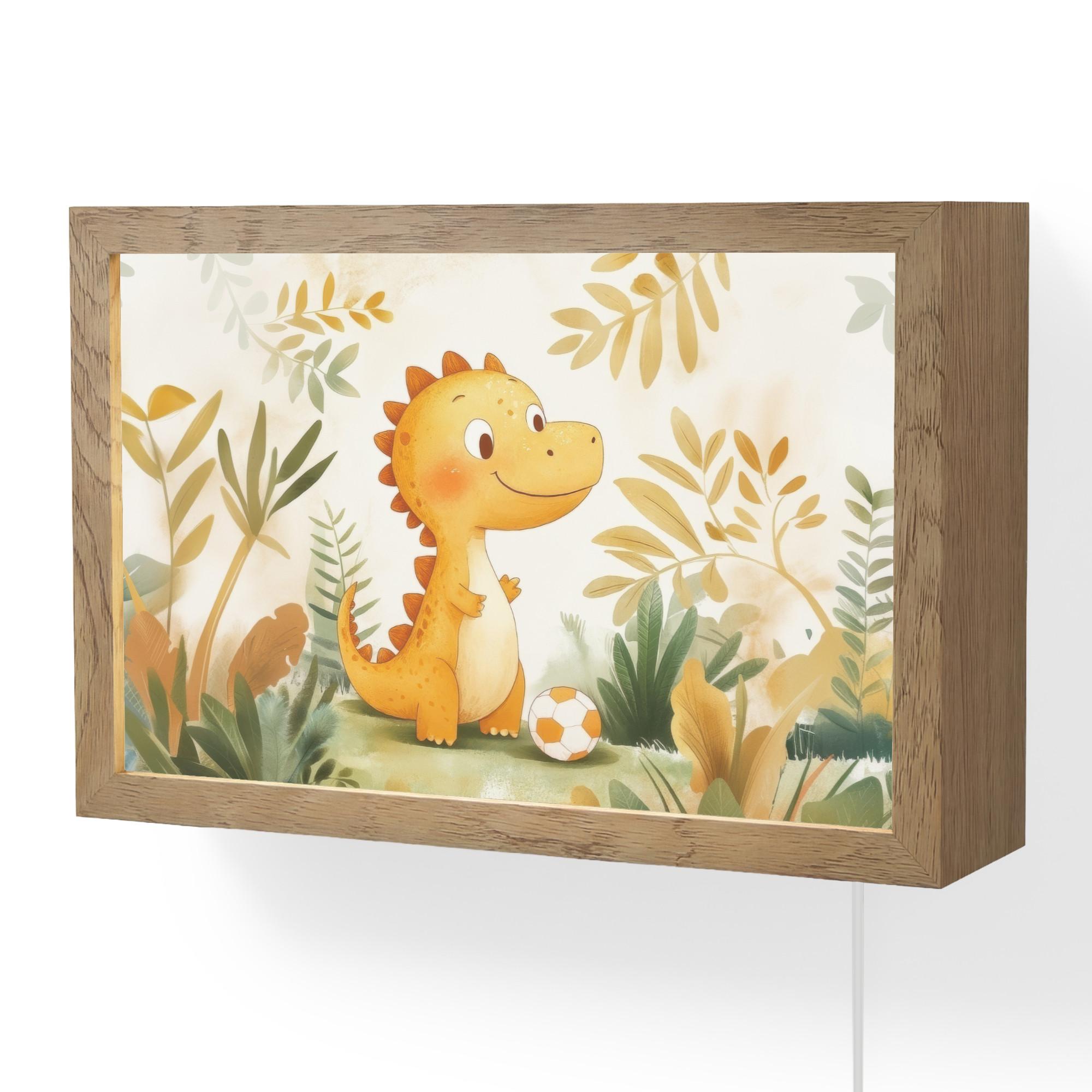 WANDLEUCHTE Dino - Fußball - Orange 30x20 cm - Beige, Holzwerkstoff (30/20/8cm) - OnlyWow