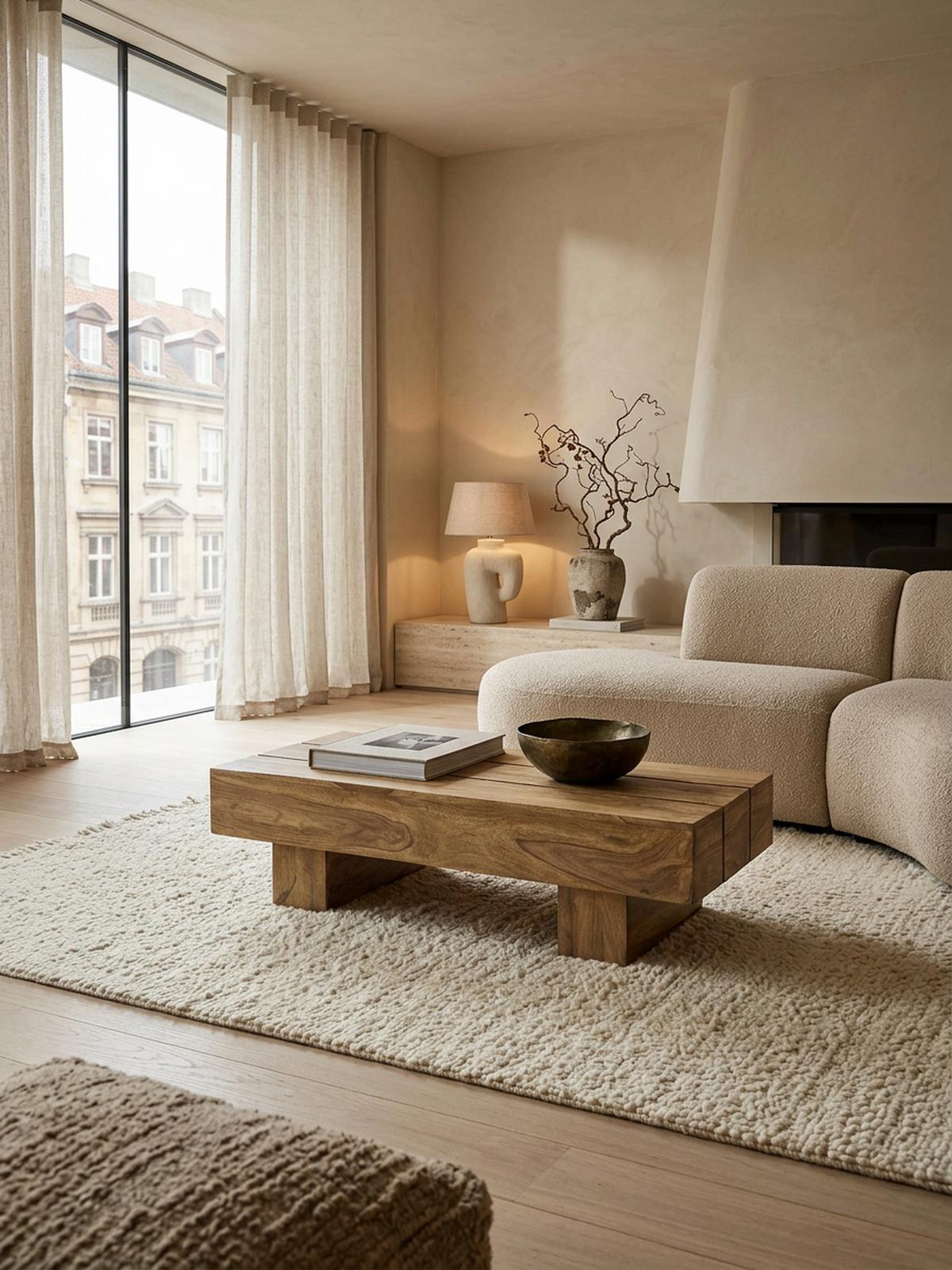COUCHTISCH aus Massivholz, handgefertigt, pflegeleicht, aus Akazienholz und Edelholz, Beige 120x45x30 cm - Beige, Holz (45/120/30cm) - KADIMA DESIGN