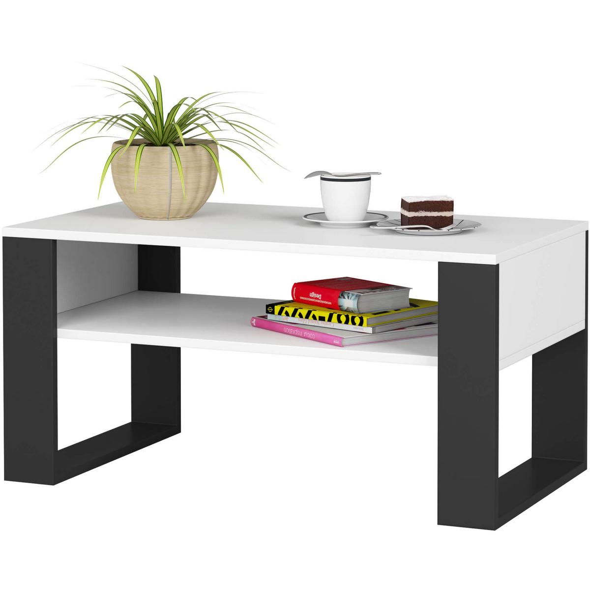 COUCHTISCH Weiß, Schwarz 45/92/50 - Schwarz/Weiß, Textil (50/92/45cm) - RAUMHIRSCH FURNITURE