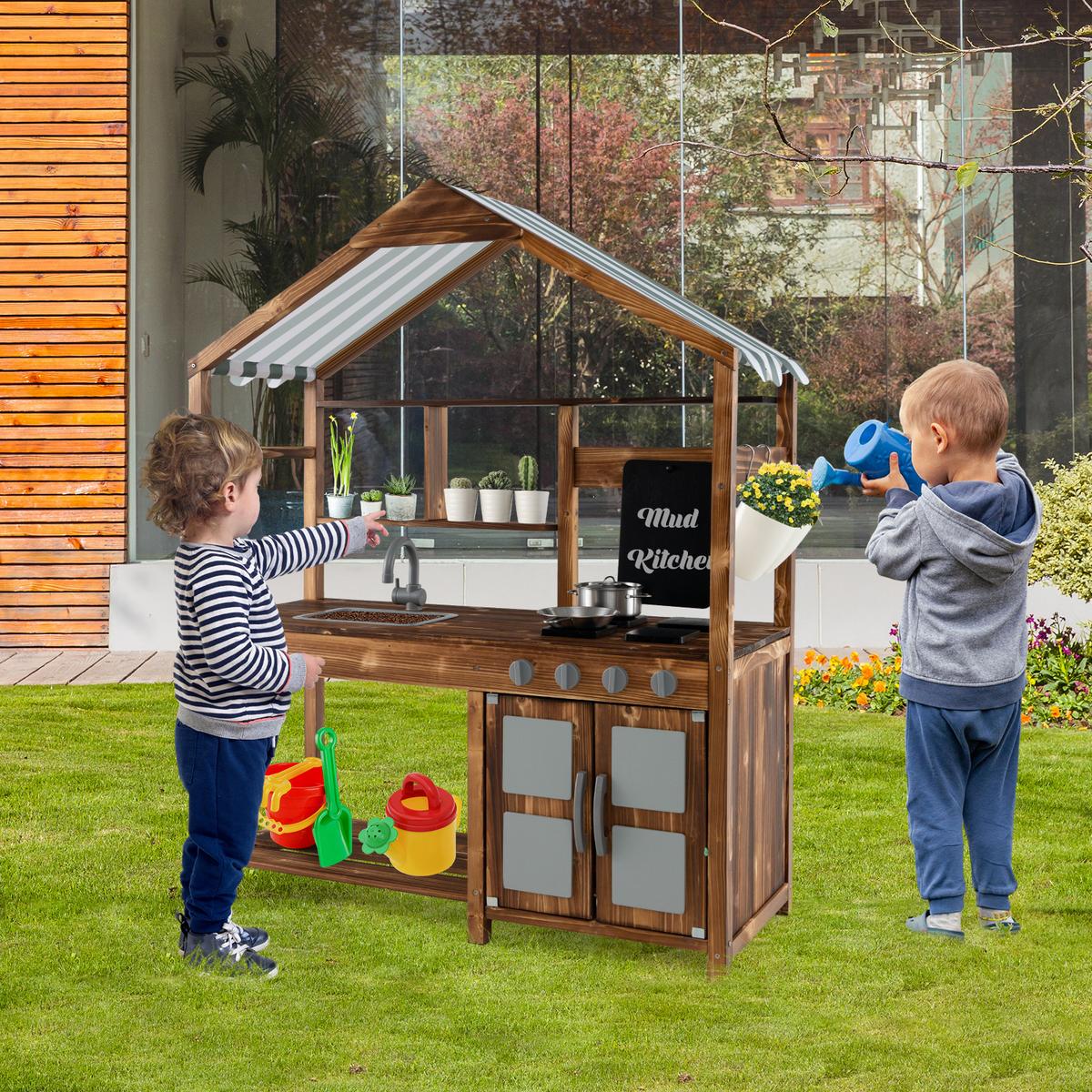 KINDERKÜCHE Outdoor Natur - Naturfarben, Holz (42/100/126cm) - COSTWAY