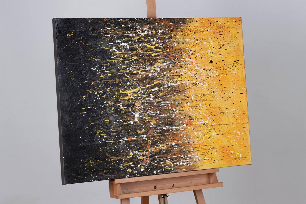 ACRYLBILD HANDGEMALT 100/75 cm - Gelb, Holz/Textil (100/75cm) - KUNSTLOFT