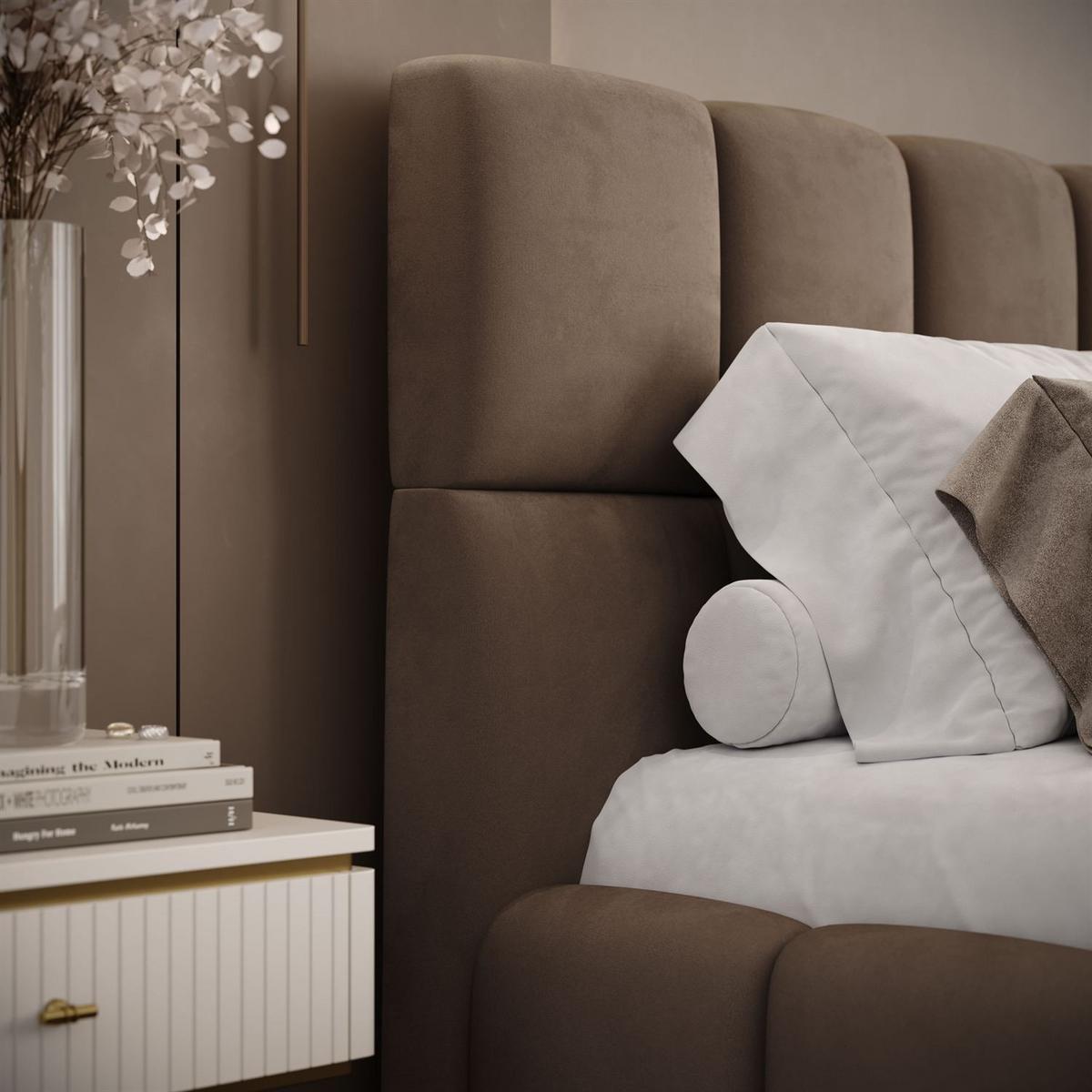 POLSTERBETT VENEZIA mit Bettkasten 180x200, Royal Velvet 176 - Hellbraun, Textil (180/200cm) - Lookway