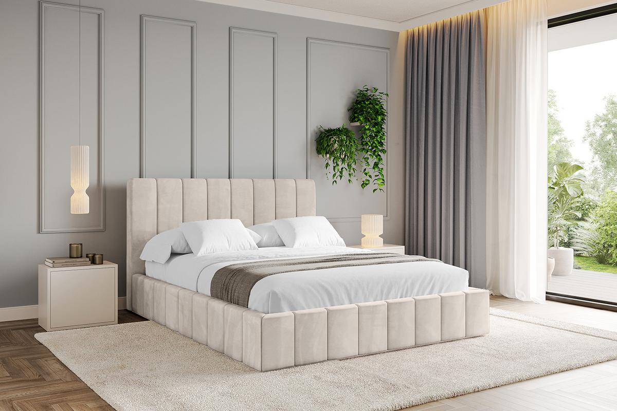 POLSTERBETT mit Bettkasten und Lattenrost, Bett mit Matratze H3/H4 - FINO 180x200 Beige - Beige, Holzwerkstoff/Textil (180/200cm) - ALTDECOR