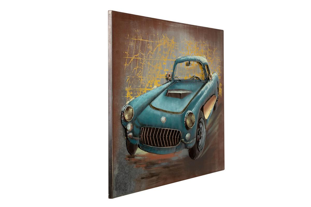 METALLBILD Blau 90/60 cm - Blau, Metall (3.75/60cm) - KUNSTLOFT