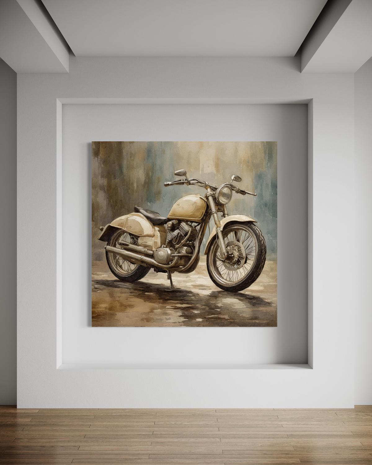 WANDBILD motorrad retro vintage - Beige, Textil (40/40cm) - Feeby