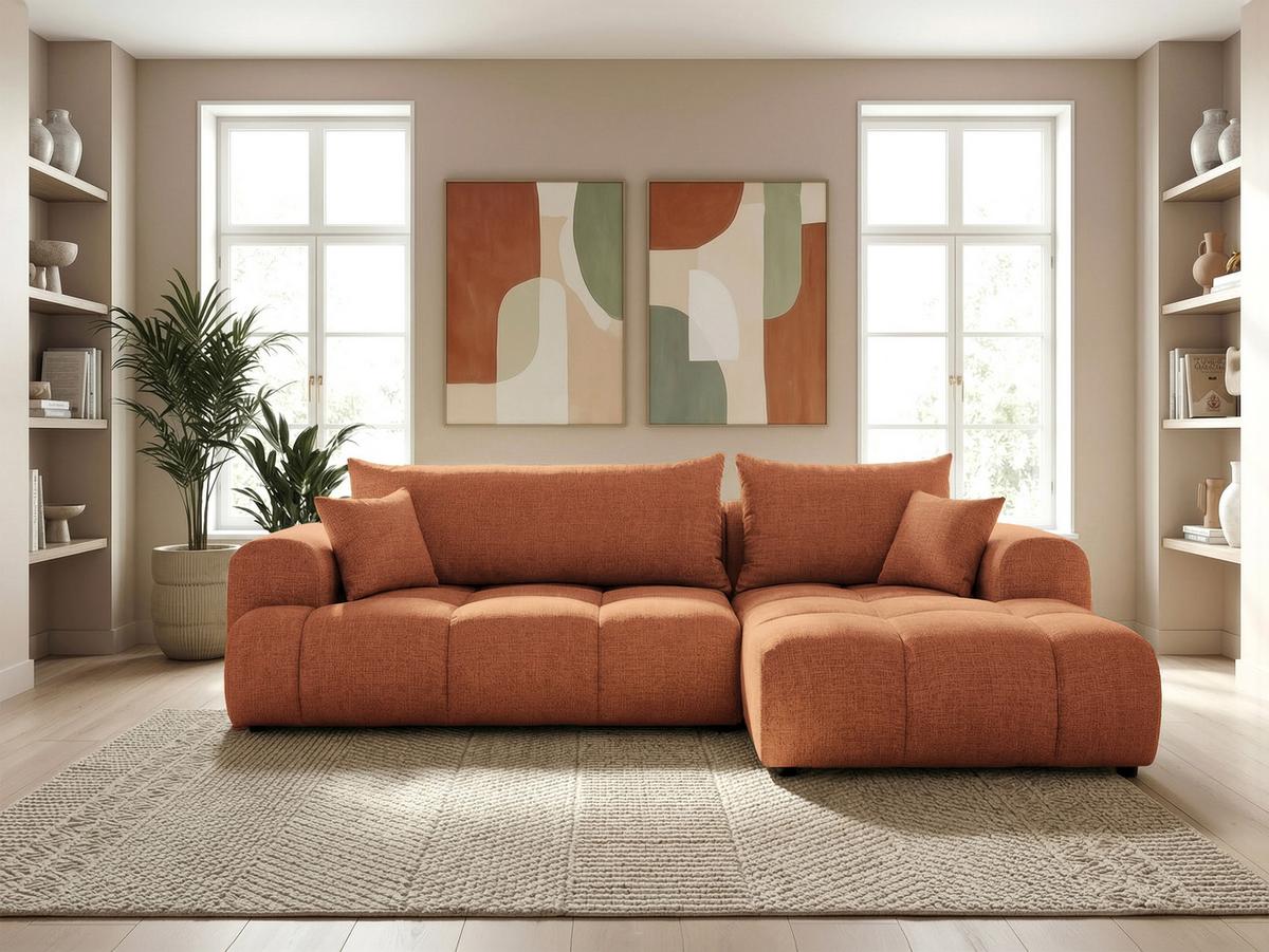 ECKSOFA MILANO Rechts mit Schlaffunktion und Bettkasten Orange - Orange, Kunststoff/Textil (265/145cm) - Idohome