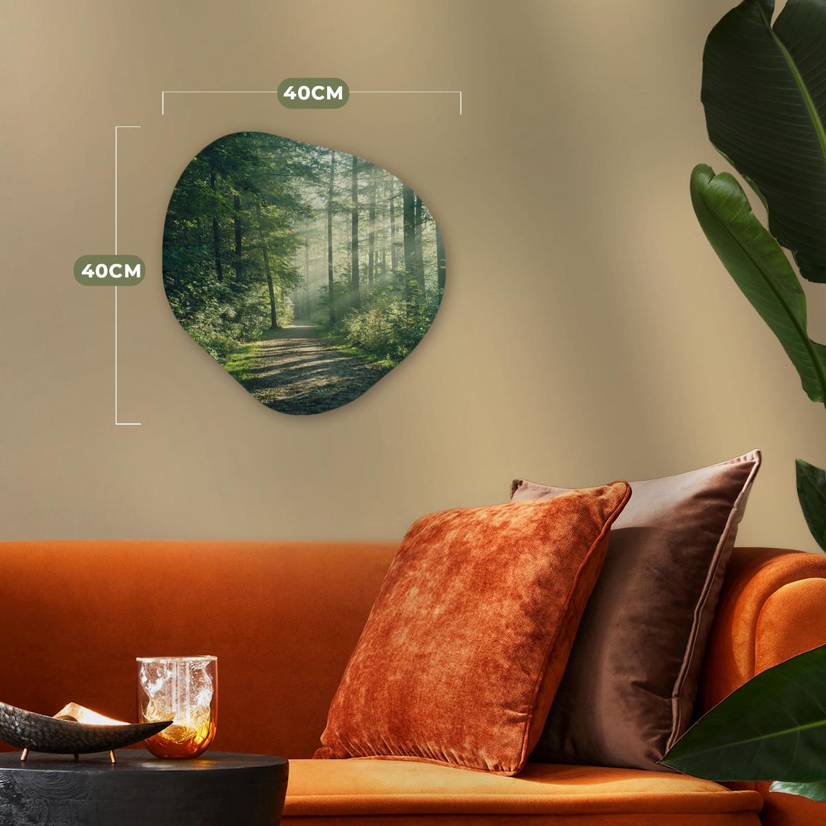 WANDBILD Wald - Weg - Sonne - Bäume - Grün - Natur Wanddeko 40x40 cm - Waldgrün, Kunststoff (40/40cm) - MuchoWow