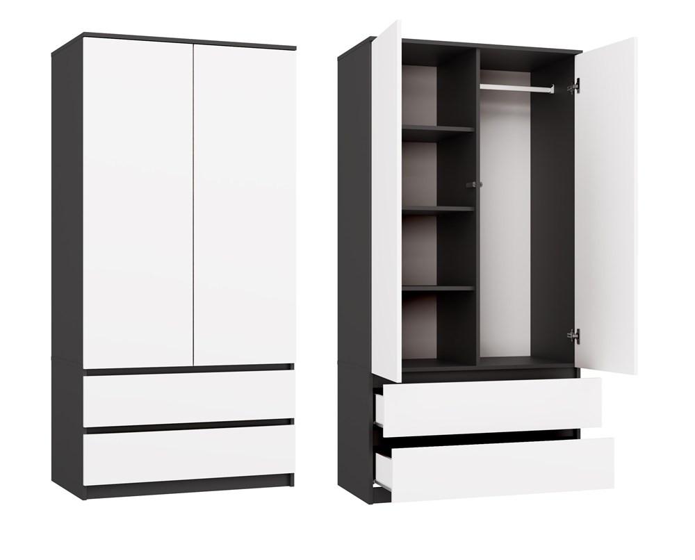 KLEIDERSCHRANK Anthrazit, Weiß 90/180/50 - Anthrazit/Weiß, Holzwerkstoff (90/180/50cm) - RAUMHIRSCH FURNITURE