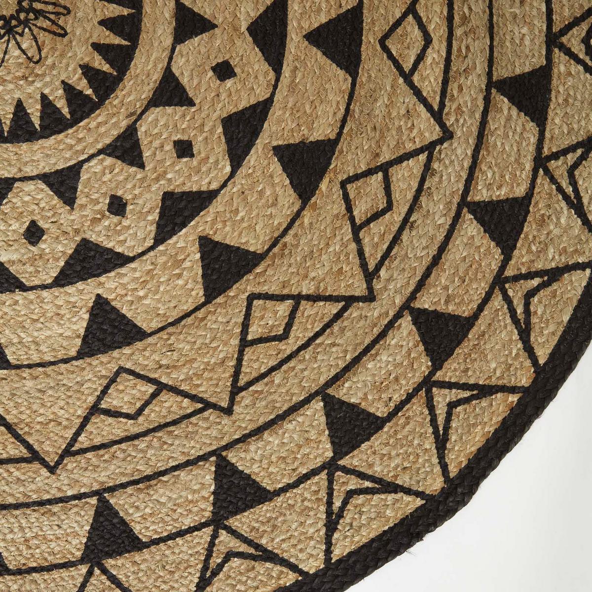 TEPPICH Mandala rund geflochten 200 cm - Schwarz, Naturmaterialen (200/200cm) - Homescapes