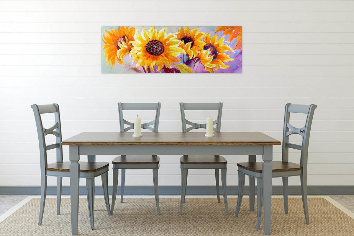 ACRYLBILD HANDGEMALT 150/50 cm - Gelb/Orange, Holz/Textil (150/50cm) - KUNSTLOFT