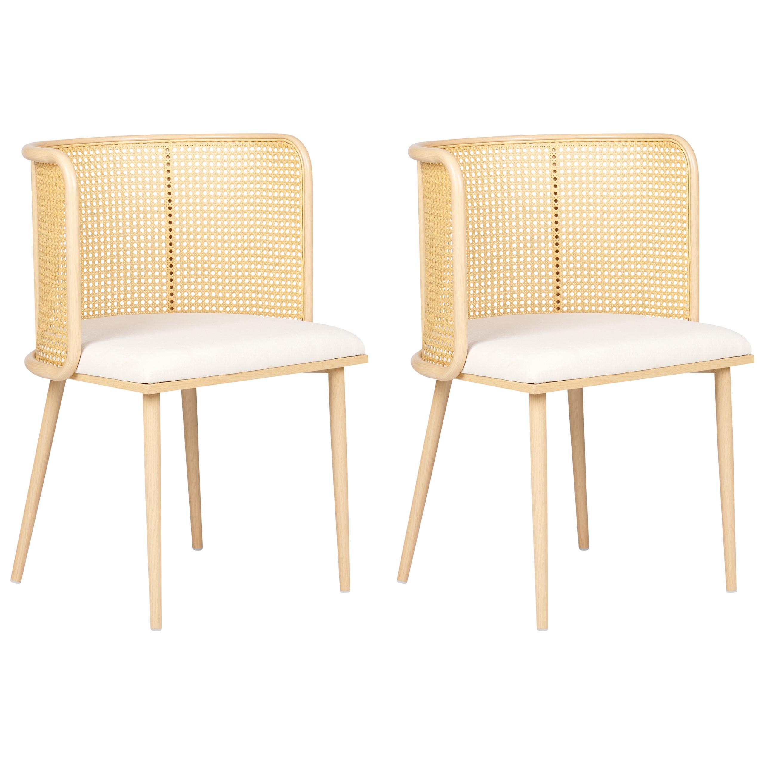 ESSZIMMERSTUHL 2er-Set Metall heller Holzfarbton/beige Kobuk - Hellbraun/Beige, Metall (52/75/46cm) - Beliani