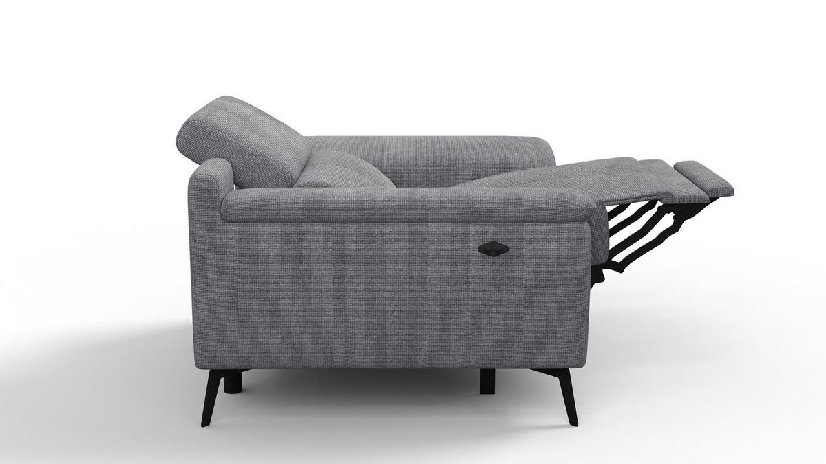 SESSEL FIERO mit Relaxfunktion, grau - Schwarz/Grau, Holzwerkstoff/Textil (114/82/103cm) - Wozimo