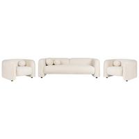 5-SITZER-SOFA SET Samtstoff cremeweiß Leiren - Weiß, Textil (83/83/224cm) - Beliani