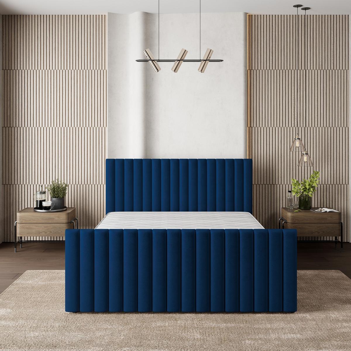 POLSTERBETT CANOVA K 120x200 cm mit Bettkästen - Blau - Blau, Holz/Textil - MASSENO