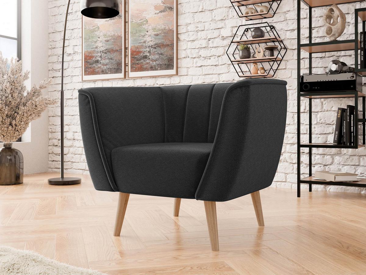 SESSEL Pas 1 - Dunkelgrau/Naturfarben, Holz/Textil (82/75/74cm) - MIRJAN24