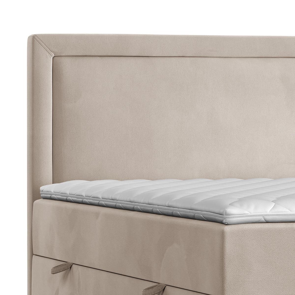 BOXBETT Jodan 140/200 cm Beige im Magic Velvet Stoff - Beige/Schwarz, Holz/Holzwerkstoff (140/200cm) - AltaBeds