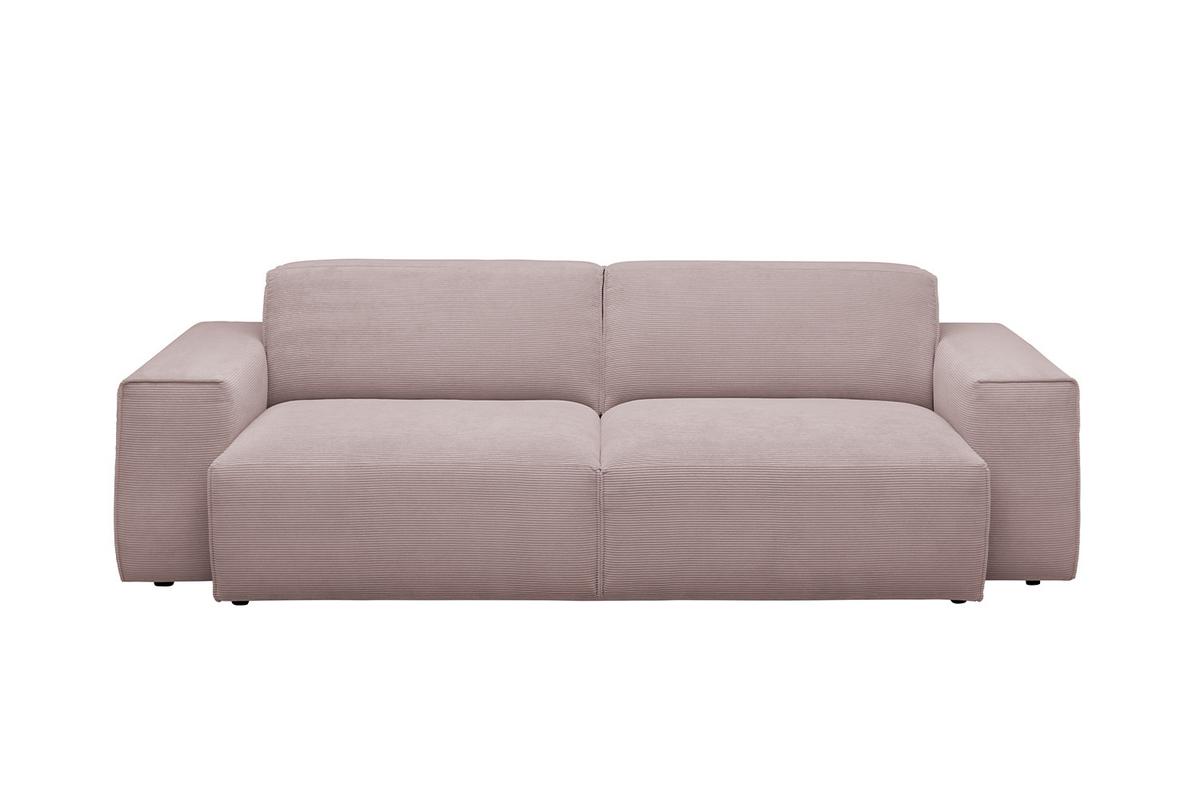 SOFA RANI Pink Cord - Schwarz/Rosa, Kunststoff/Textil (256/71/101cm) - KAWOLA