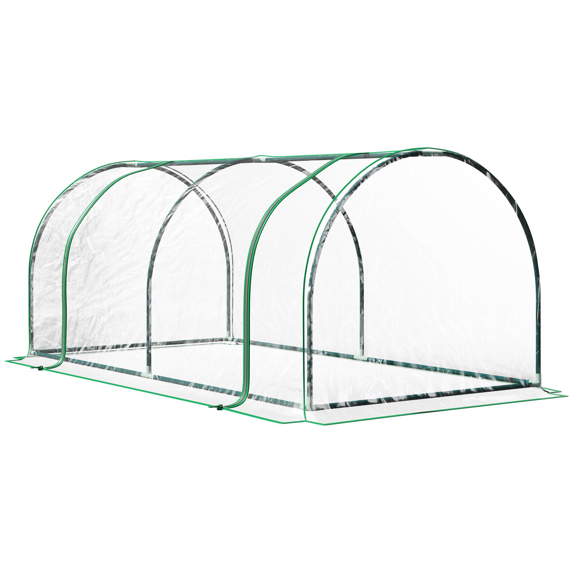 FOLIENGEWÄCHSHAUS, Transparent+Grün, kunststoff(Folie), Stahl(Gestell) - Transparent/Grün, Metall (100/80/200cm) - Outsunny