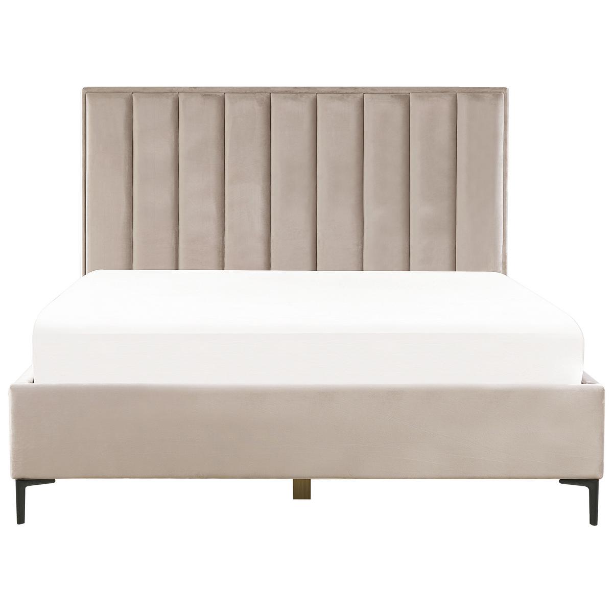 BETT mit Stauraum 180/200 cm Taupe Sezanne - Taupe/Schwarz, Textil (180/200cm) - Beliani