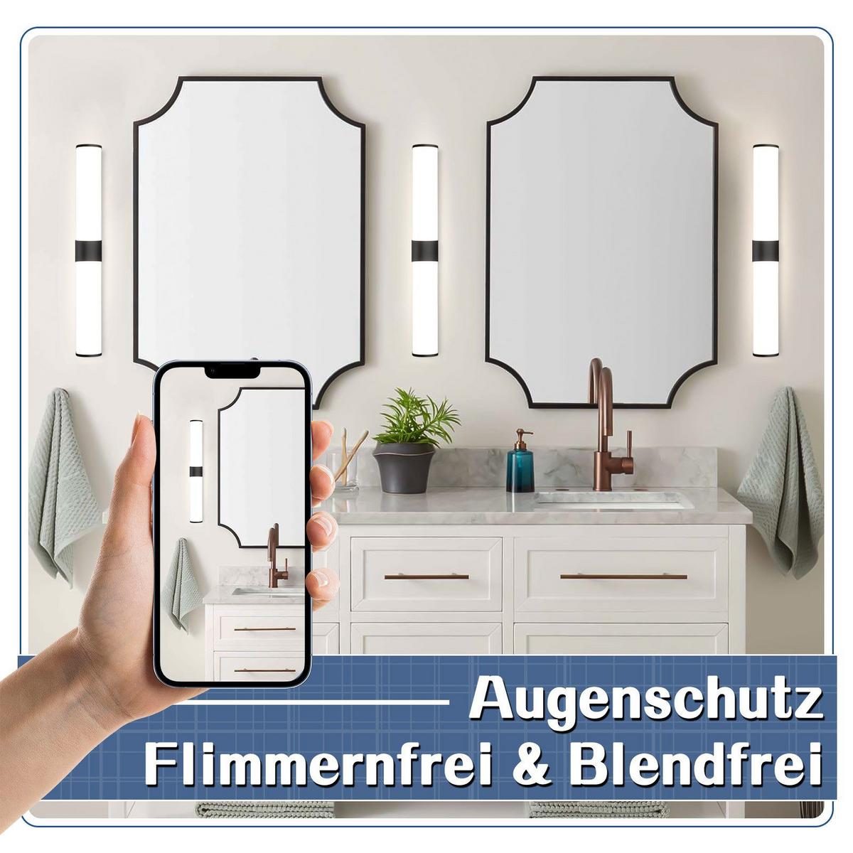 SPIEGELLEUCHTE KIEL 40/6.8/12.8 CM - Schwarz, Kunststoff (40/6.8/12.8cm) - Nettlife