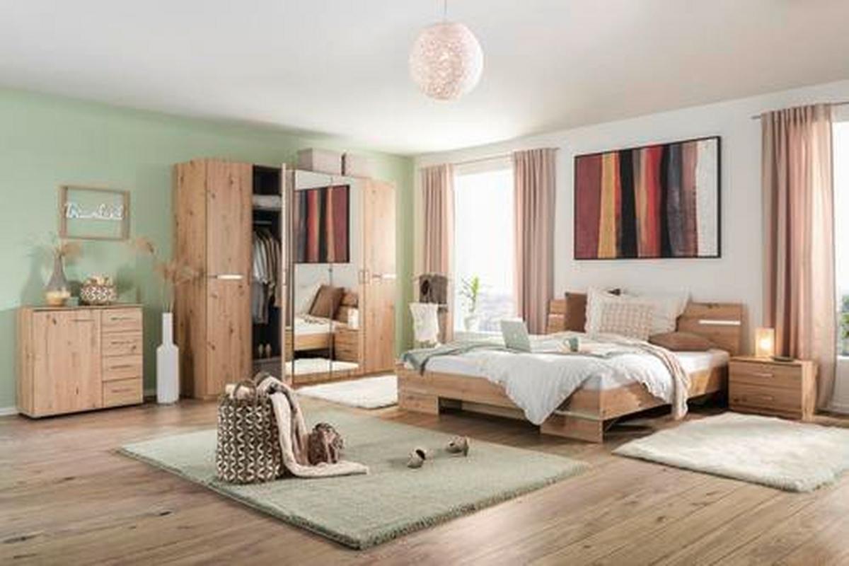 Schlafzimmer in Eichefarben, 4-teilig - Eichefarben, KONVENTIONELL, Holzwerkstoff - Based