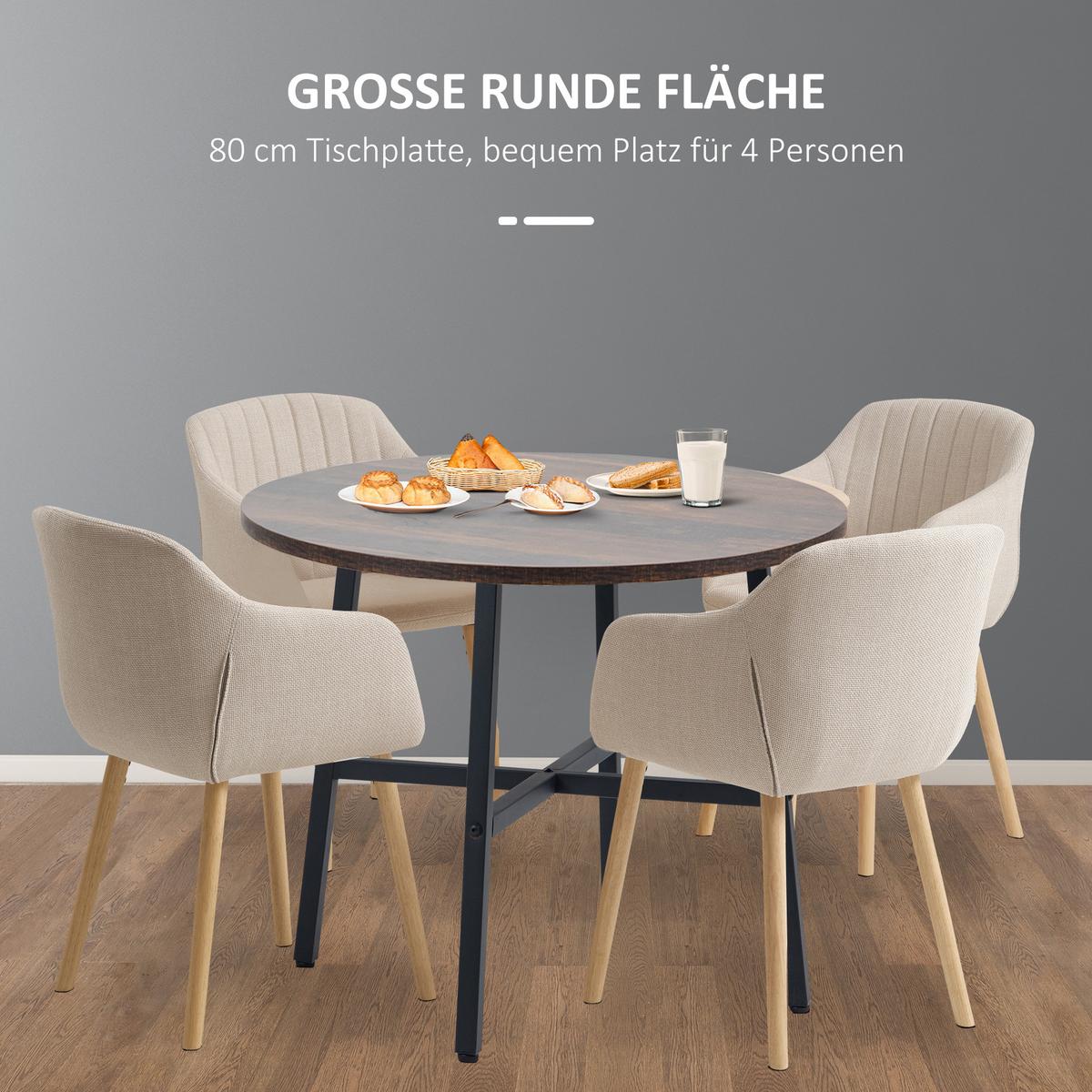 ESSZIMMERTISCH Esstisch Küchentisch für 4 Personen für Esszimmer, Küche, Braun - Braun, Kunststoff (80/80/76cm) - HOMCOM