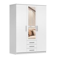 DREHTÜRENSCHRANK 150/207/57/61cm Szantal 3D Weiß/Weiß - Alufarben/Weiß, Holzwerkstoff/Kunststoff (151/210/59cm) - imoebel24
