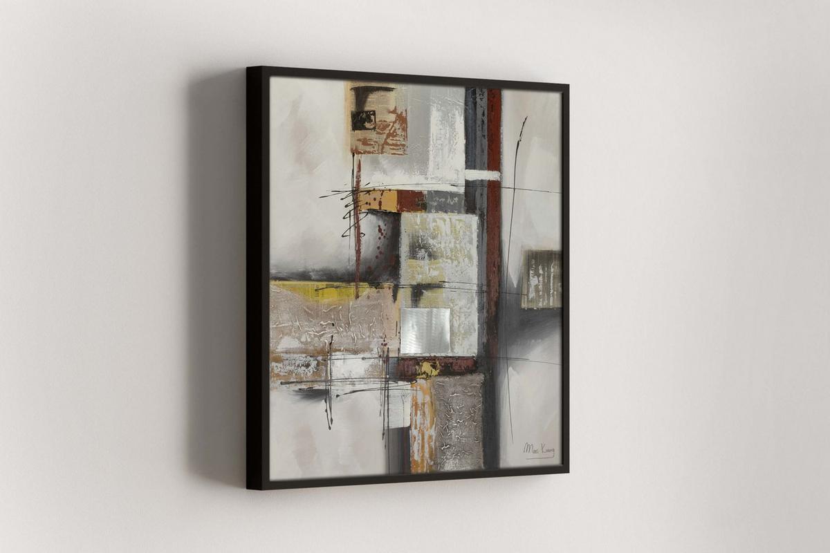 ACRYLBILD HANDGEMALT 80/80 cm - Beige/Grau, Holz/Textil (80/80cm) - KUNSTLOFT