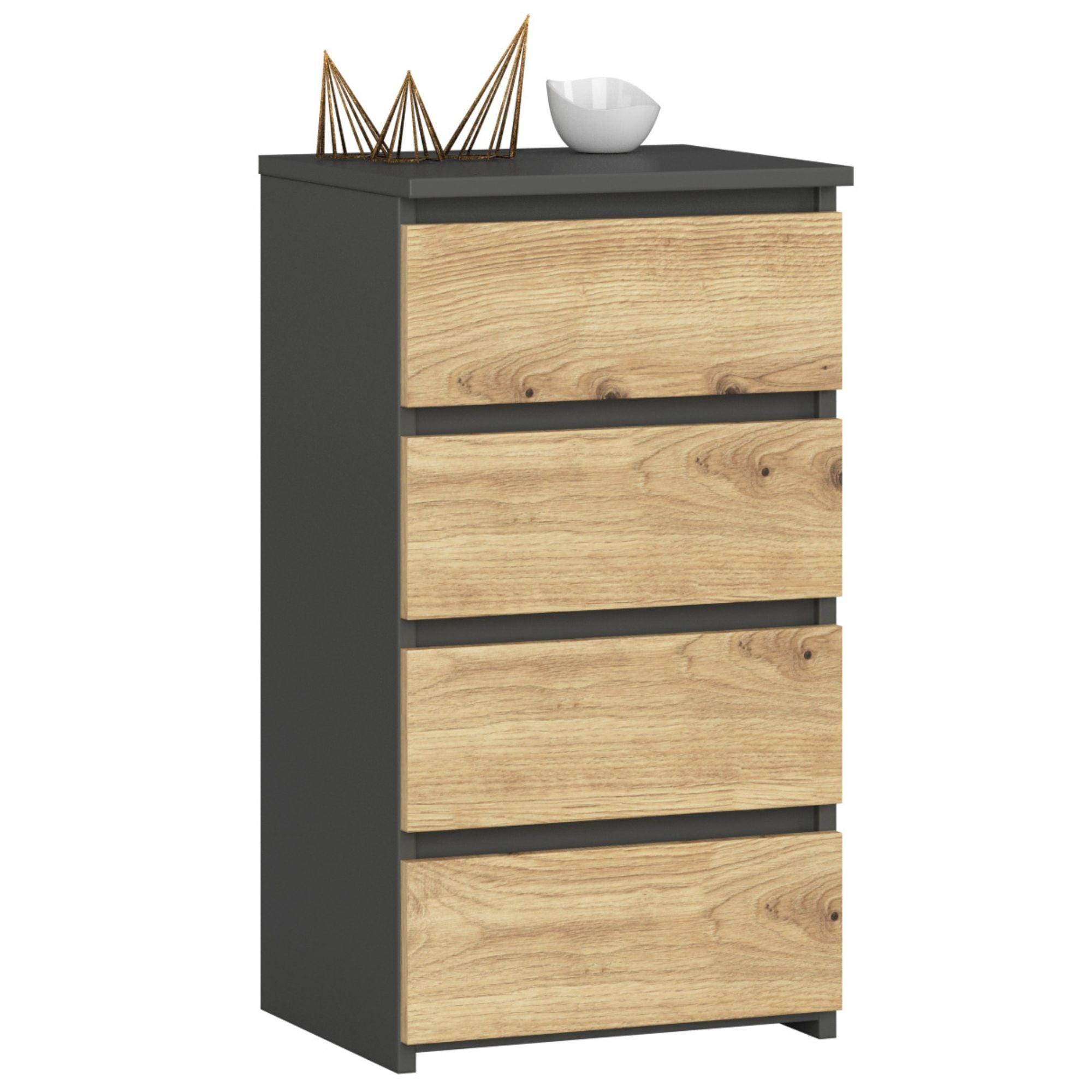 KOMMODE Graphit Grau, Eiche Artisan 74/40/35 - Eiche Artisan, Holzwerkstoff (40/74/35cm) - RAUMHIRSCH FURNITURE