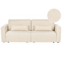 SCHLAFSOFA 3-Sitzer Bouclé Cremeweiß mit Stauraum Vaxholm - Creme, Textil (232/86/87cm) - Beliani
