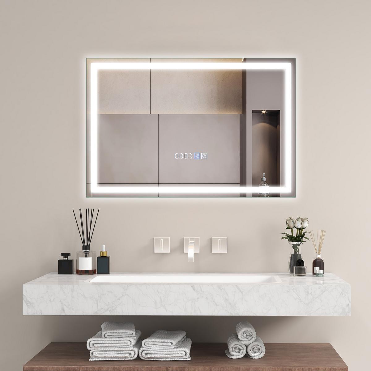 BADEZIMMERSPIEGEL Silber - Silberfarben, Glas (60/3.5/40cm) - COSTWAY