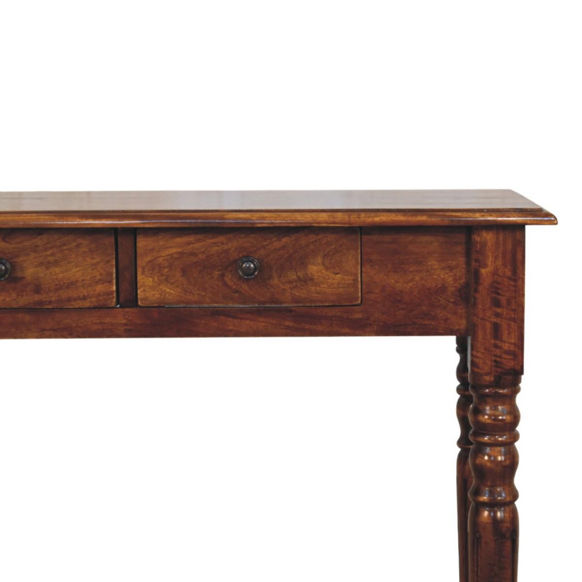 KONSOLE Gedrehte Beine Kastanie, 3 Schubladen, Dunkelbraun - Dunkelbraun/Messingfarben, Holz/Metall (35/110/80cm) - Artisan Furniture